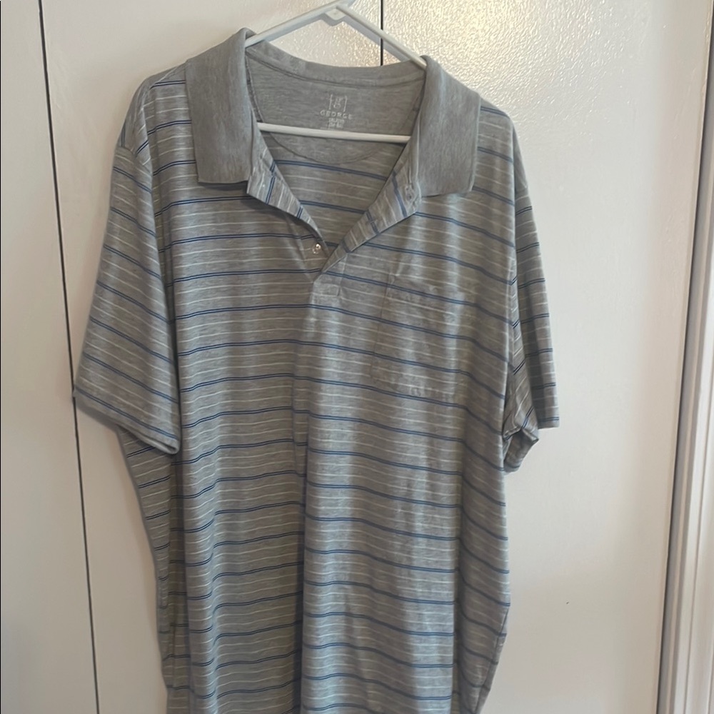 George Gray and Blue Polo Shirt with Stripes